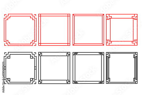 set of. chinese order. Happy chinese new year 2026, year of the ox . Isolated on background. frame chinese ornament. ox sign zodiac	

