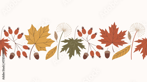 Autumn Leaves And Berries Border fall season