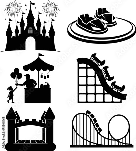 Amusement Park and Carnival Icon Set