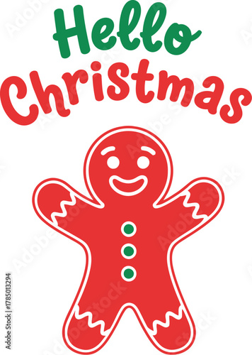 Festive gingerbread man illustration wishing everyone a merry christmas holiday