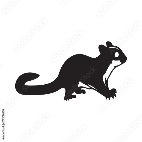 Black silhouette of a squirrel on a white background
