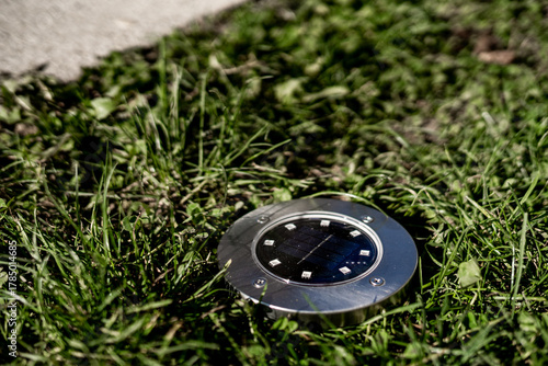 Modern solar lights with sleek design and bright illumination. Eco-friendly outdoor lighting powered by renewable solar energy for gardens, streets, or pathways.