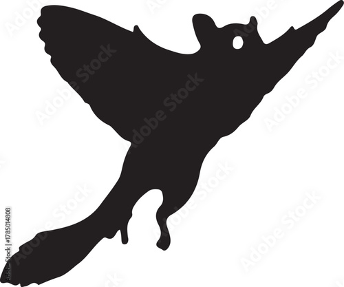 Black silhouette of a squirrel on a white background