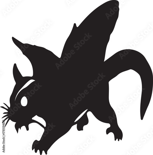 Black silhouette of a squirrel on a white background