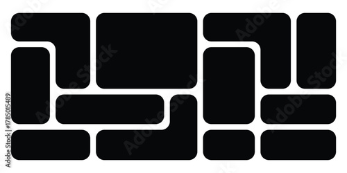 Grid puzzle abstract design on white page. Modern brick abstract bento-grid icons on white background. Isolated abstract modern Bento-grid icons on white background. EPS 10. 