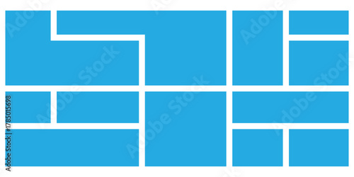 Bento-grid icons on white background. Geometrical modern design icons. Visual abstract modern bento-grid bricks. EPS 10. 