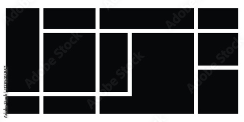 Isolated abstract modern Bento-grid icons on white background. Grid puzzle abstract design on white page. EPS 10. 