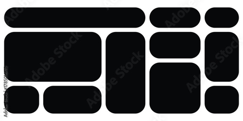 Isolated abstract modern Bento-grid icons on white background. Grid puzzle abstract design on white page. EPS 10. 