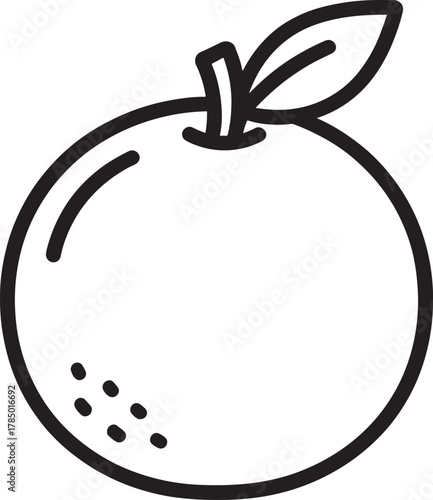 Simple Outline Icon of a Whole Orange Fruit citrus food