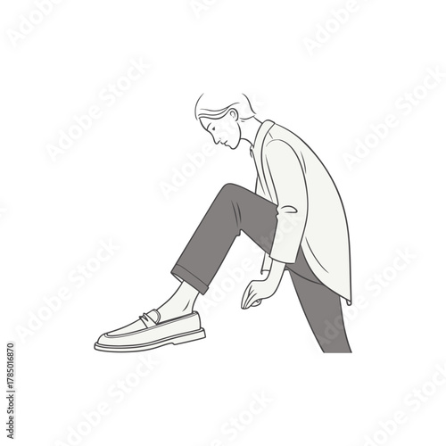 Minimal beige loafer silhouette on white background