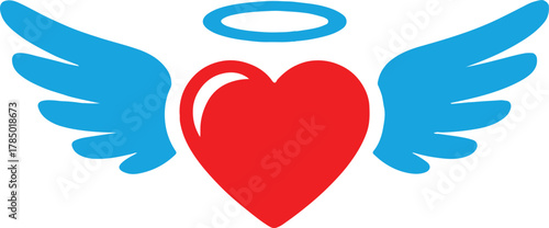 heart winged halo emblem vector logo symbol graphic design