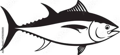 Powerful tuna silhouette captures ocean life dynamic motion underwater sport fishing