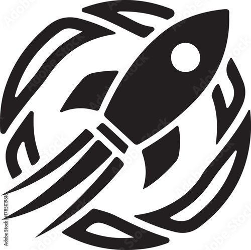 Rocket Launch Icon Speed Startup and Space Exploration Logo Design