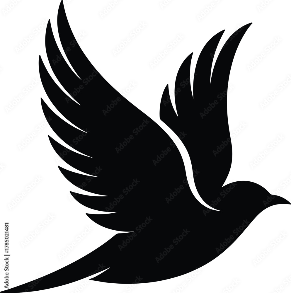 Fototapeta premium Elegant Flying Bird Silhouette – Minimalist Animal Design for Logo, Nature, and Freedom Concepts