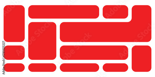 Red modern isolated geometric bento-grid icons on white background. Puzzle brick bento icons on white page. EPS 10. 