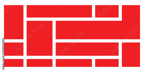 Red modern isolated geometric bento-grid icons on white background. Puzzle brick bento icons on white page. EPS 10. 