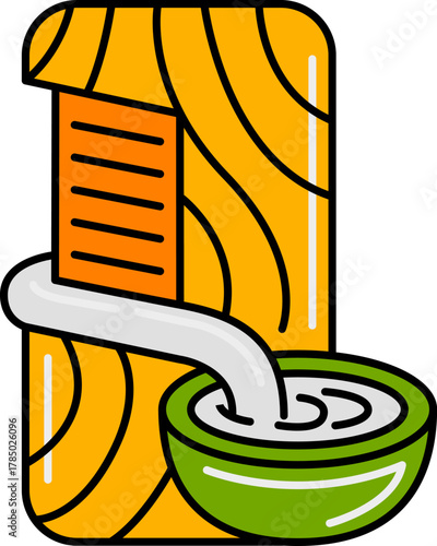 Vector Graphic of harvesting rubber on trees