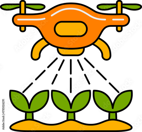 Agriculture Drone Flying Above Crops Icon
