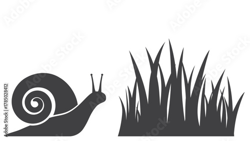 snail mollusk with grass icon