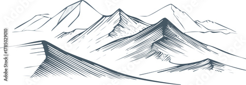 Line-art Christmas star shining above mountains, elegant minimal holiday vector , Minimal nativity star over mountain peaks, festive winter line drawing