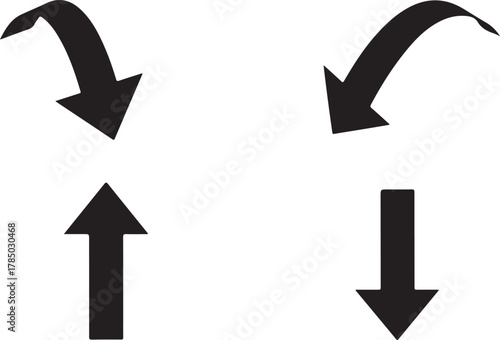 Black arrows pointing up down and curved vector
