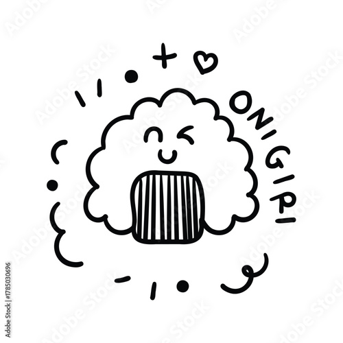 Hand drawn onigiri outline element icon