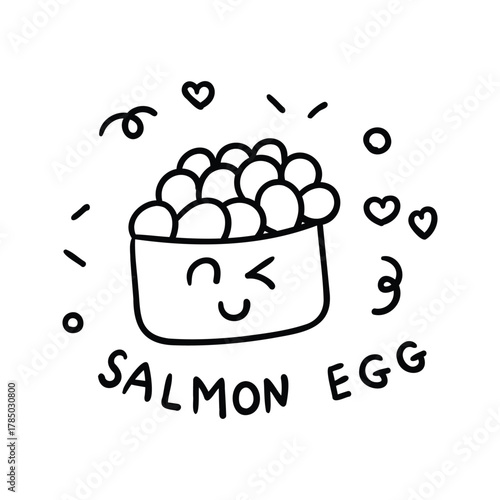 Hand drawn salmon egg roll outline element icon