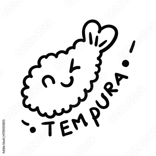 Hand drawn shrimp tempura outline element icon