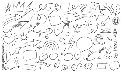 Hand Drawn Doodles Collection: Vector Arrows, Stars, Hearts