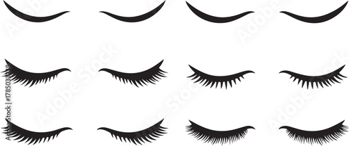 Black closed eyes and eyelashes graphic illustration