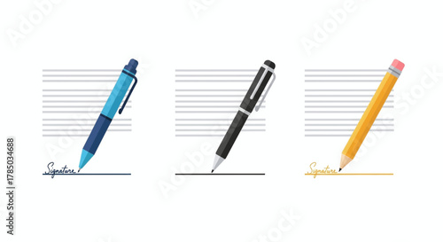 Pens and a pencil signing on a line