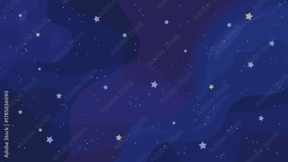 Naklejka premium 宇宙空間に散らばる星をイメージした背景イラスト_16:9