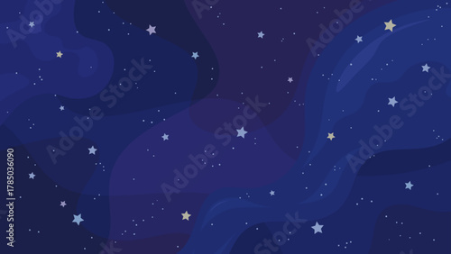 宇宙空間に散らばる星をイメージした背景イラスト_16:9