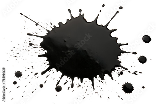 Dynamic Black Ink Splatter Design Grunge Effect with Abstract Blob Elements and Messy Drops for Creative Projects
