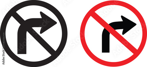 No Right Turn Traffic Sign. No right turn prohibition sign vector graphic for traffic and road safety. No right turn traffic sign in vector.
