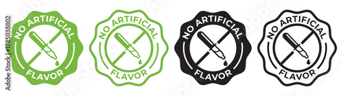 No Artificial Flavor Labels – Organic Natural Product Badge Icons