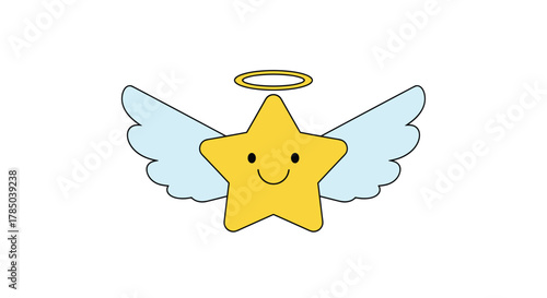 A sweet little celestial being with golden wings and a halo.