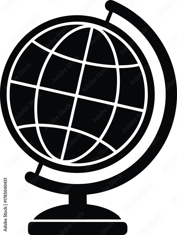 Obraz premium Globe Vintage Silhouette Vector Art Illustration