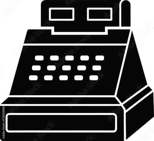 Old cash register silhouette vector art illustration