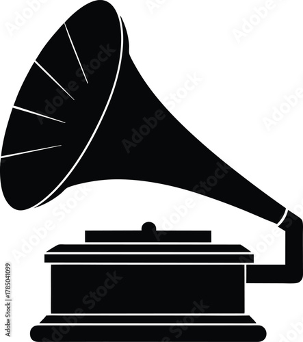 Phonograph silhouette vector art illustration