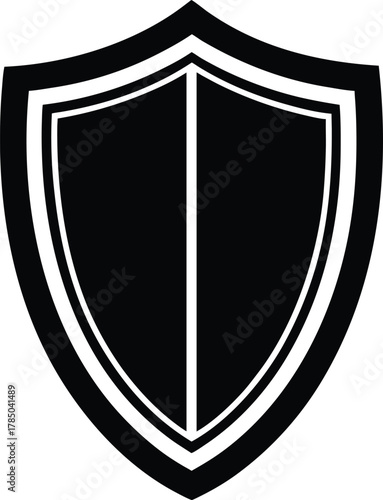 Medieval shield silhouette vector art illustration