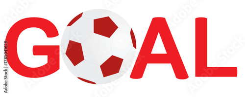 Text goal with ball. vector	
