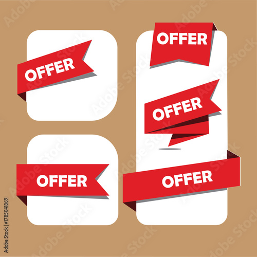Red Offer Ribbons and Banners Collection