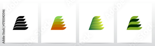 Leaf Fin Stacked Rectangle Rounded Corners Letter Initial Logo Design A