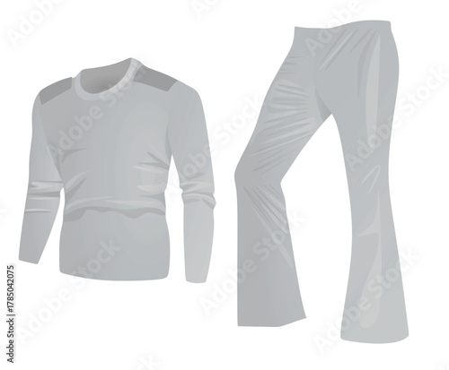 Long sleeve t shirt and pants. vector	
