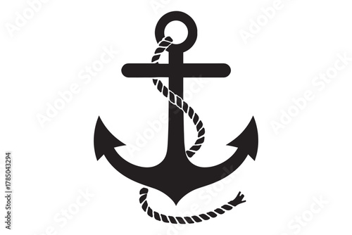 Classic nautical anchor with rope wrapping around for a traditional maritime feel, perfect for coastal designs or seafaring themes and a strong graphic element