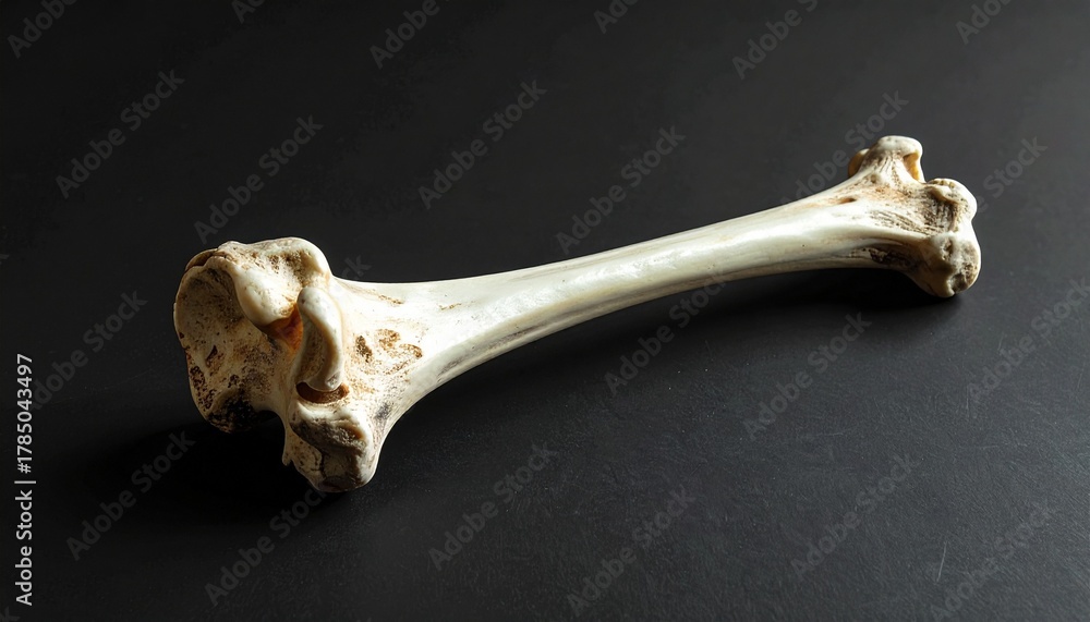 Fototapeta premium Animal Bone on Black Surface with Studio Lighting