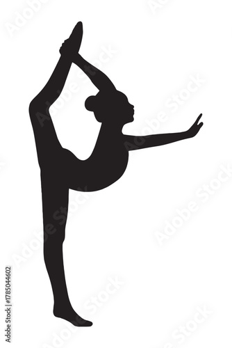Graceful gymnast silhouette in dynamic pose, showcasing flexibility and strength for fitness, dance, artistic expression, and healthy lifestyle concepts