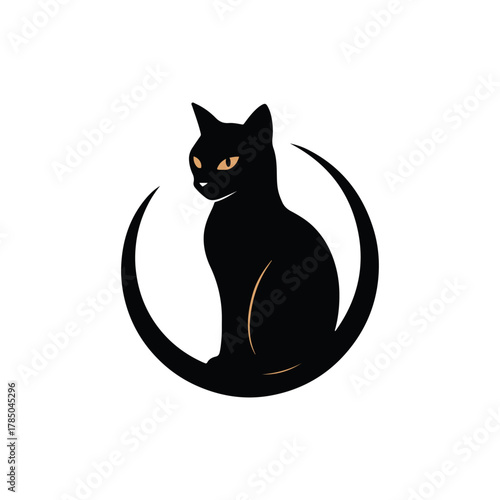 A circular shape around the cat’s silhouette