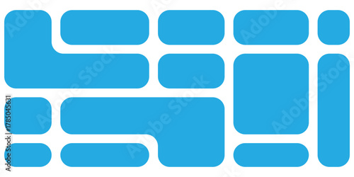  Abstract blue bento grid icons on white page. Puzzle brick bento icons on white page. Modern geometric templet visual brick icons. EPS 10. 